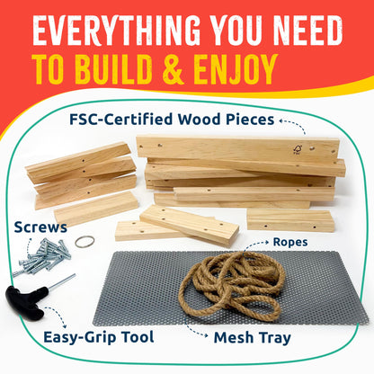 SparkJump Picnic Table Bird Feeder Kit, DIY Woodworking Project for Kids and Families, Complete Tools and Paint Set, FSC-Certified Sustainable Wood, Backyard Nature Activity, Ages 6+