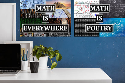 ‘Math Is Everywhere’ and ‘Math Is Poetry’ Posters - Laminated 14x19.5 - Educational Charts, Mathematics Classroom Posters and Decorations, Back to School Supplies, Learning Posters for Math and Science Classes, STEM and STEAM Posters