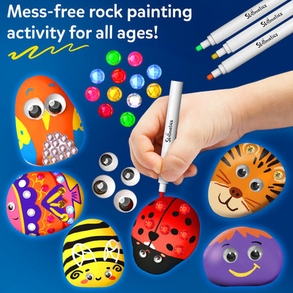 Skillmatics Rock Painting Kit - Mess-Free Art & Craft Kit for Girls & Boys, Craft Kits & Supplies, DIY Creative Activity, Screen-Free Fun, Gifts for Kids Ages 4, 5, 6, 7, 8, 9, 10, 11,12