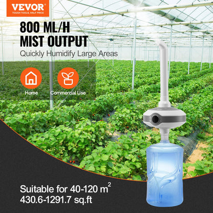 VEVOR Humidifier for Home Large Room, Commercial Humidifier for Whole House 1291.7 sq ft, 16L Water Tank & Night Light & 12h Timer & Auto Shut-Off, Greenhouse, Commercial Branch Tube w/ 360° Nozzle