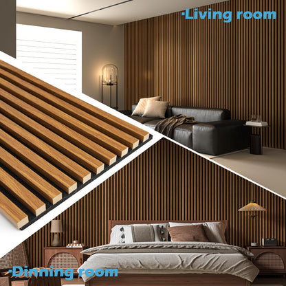 Art3d 4-Pack 48" x 24" Acoustic Wood Panels for Wall, Soundproof Wood Slat Panel for Wall and Ceiling, 3D Fluted Sound Absorbing Paneling for Interior Wall Decor, Living Room, Bedroom - Teak