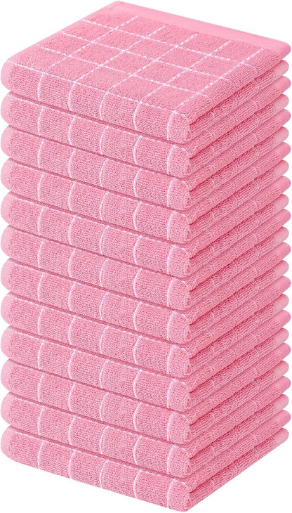 Mordimy 100% Cotton Terry Cloth Dish Cloths, Soft and Absorbent Checkered Dish