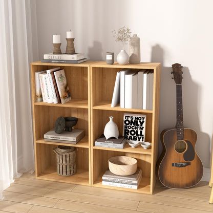 NewBeth Wooden 3 Cube Storage Organizer,3 Tier Low Bookcase Freestanding Storage Display Organizer,Versatile Cubes Shelf and Cubby Unit for Any Space 15.7inch