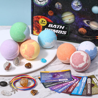 Toylink Galaxy Bath Bombs for Kids with Surprise Inside Space Toys, 8 Pack Planet Bath Bombs with Solar System Gemstones Organic Bubble Bath Fizzies Birthday Christmas Gift for Boys Girls
