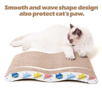 Pet Prime 3PCS Cat Scratcher Cardboard Board 3 Pack Cat Recycle Corrugated Scratching Pad Cat Scratching Lounge Sofa Bed Wave Shape Cat Scratch Pad with Catnip (3PCS)