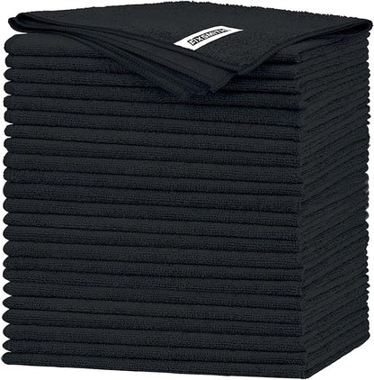 FIXSMITH Black Microfiber Cleaning Cloth -Pack of 24, Highly Absorbent Cleaning