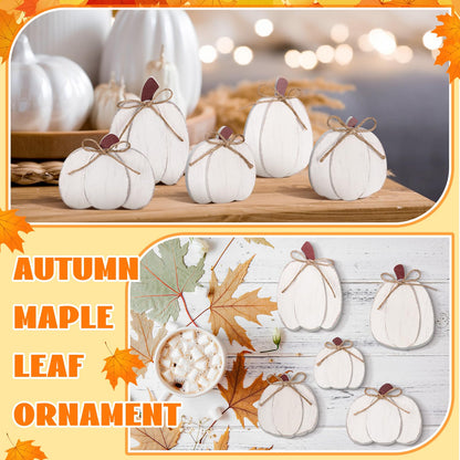 Yousoontic Neutral Wooden House Decor Rustic Farmhouse Spring Tiered Tray Decor Spring Mantel Decoration for Home Desk Shelf Table Centerpiece Decoration(5 Pcs,Pumpkin)
