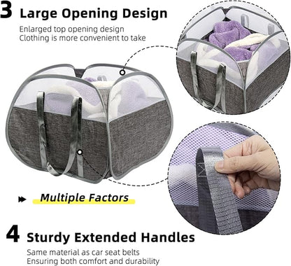 Collapsible Laundry Basket, 90L Foldable Pop-up Laundry Hamper