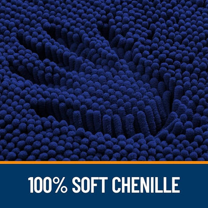 OLANLY Bathroom Rugs 35x24, Extra Soft Absorbent Chenille Bath Rugs, Rubber Backing Quick Dry, Machine Washable Bath Mats for Bathroom Floor, Tub and Shower, Home Decor Accessories, Navy