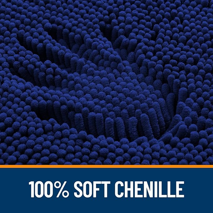 OLANLY Bathroom Runner Rugs 59x20, Extra Soft Absorbent Chenille Bath Rugs, Rubber Backing Quick Dry, Machine Washable Long Bath Mats for Bathroom Floor, Tub and Shower, Home Decor Accessories, Navy