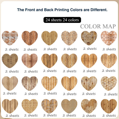 Cotrida 24 Sheets Natural Wood Grain Patterns Scrapbook Paper, with Simple white Flower Leaf prints Decorative Craft Folded Flat for Birthday Wedding Card Making Photo Album Decor, 12'' x 12''