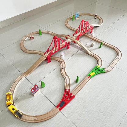 Bunu1492 Wooden Train Track Accessories Set,10 pcs Train Track Connector,Compatible with All Major Brands Train Tracks,Christmas Birthday Gift for Boys Girls,Train Toys Expansion Pack for Kids Ages 3+