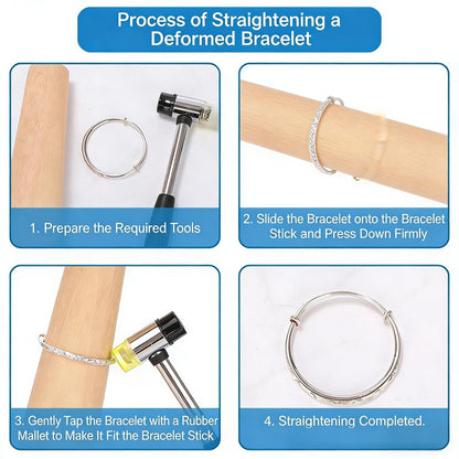 Professional Wooden Bracelet Mandrel & Sizer Tool - Step-Design Adjustable Bangle Sizing Tool for Precise Measurements, Ideal for Bracelet Making, Wire Wrapping, and Jewelry Crafting with Durability
