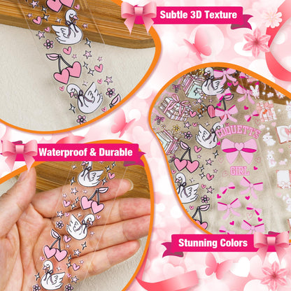 106 Pcs Bow Acrylic Bookmark Blanks(2mm) Thicken 8 DIY Bookmark Making 10 Bow UV DTF Sticker 20 Charms 8 Extender Chains and 60 Jump Ring Suitable for DIY Crafts Gifts
