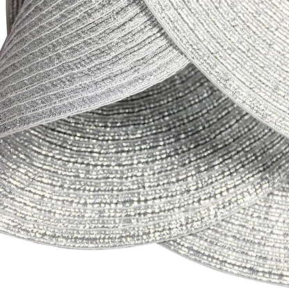 SHACOS Christmas Glitter Silver Placemats Set of 8 Sparkle Bling 15 inch Round Braided Table Mats Washable Place Mats for Dining Table Home Table Decor (Silver, 8)
