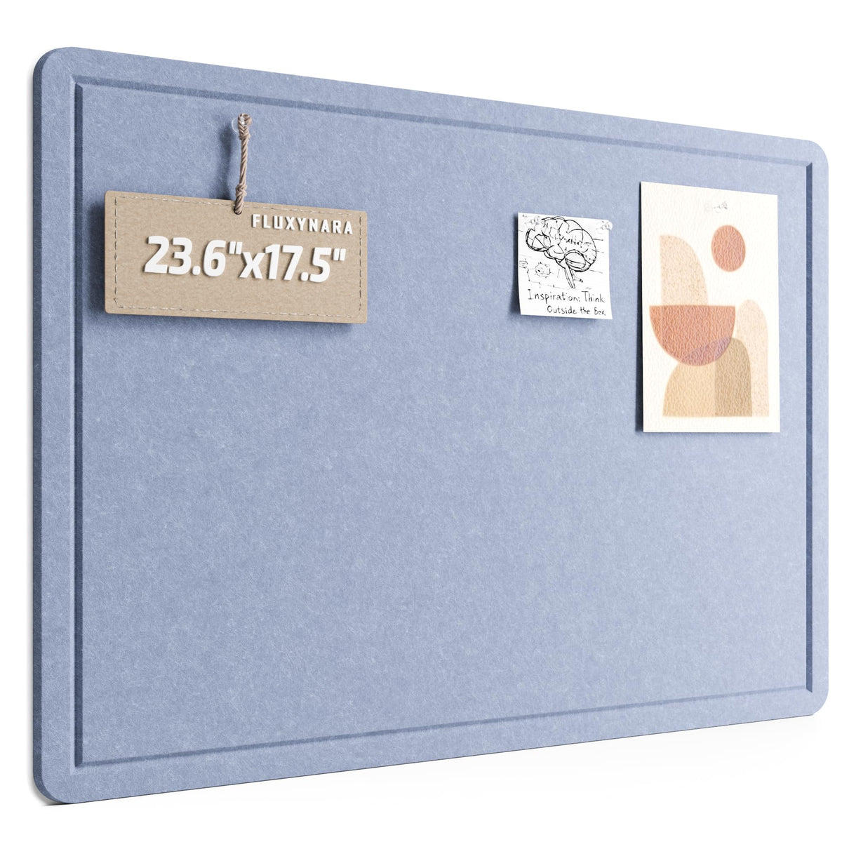 Fluxynara Bulletin Board, 23.6" x 17.5" Cork Board Alternative with 12 Safe Removable Adhesive Tabs, Foldable Felt Pin Board for Home Office, Classroom, Bedroom,Entryway for Walls—Soft Periwinkle