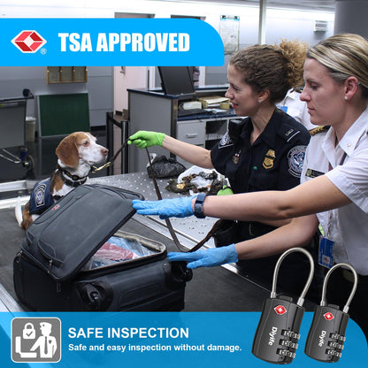 TSA Luggage Locks, [ Zinc Alloy Version][2 Pcs] Diyife TSA Approved Luggage Lock 3-Digit Re-settable Combination Lock, Code Lock for Travel Suitcase Luggage Bag Lockers (Black)