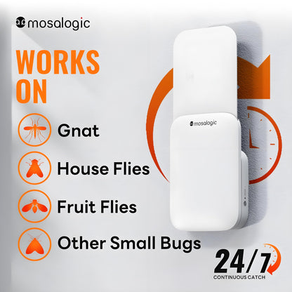 Mosalogic Fruit Fly Traps for Indoors Gnat Trap for House Indoor-600 Sqft Protection Area UV Fly Insect Trapper for Fruit Flies，Gnat，Mosquito，and Other Flying Insect Plug in Bug Killer White