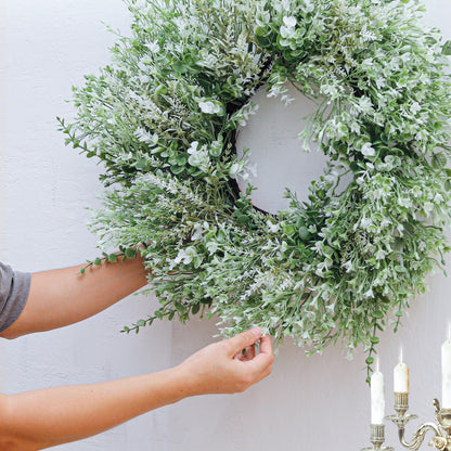 NIOPELO 24'' Eucalyptus Wreath for Front Door - Artificial All Season Wreath for Wedding Farmhouse Porch Wall Room Home Decor