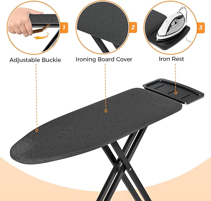 APEXCHASER Ironing Board Full Size, Iron Board and Ironing Board Set Height
