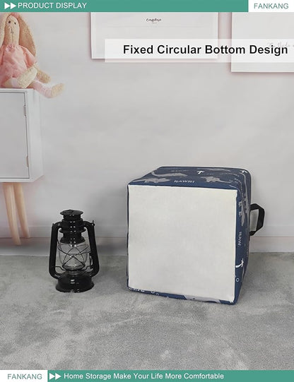 FANKANG Square Nursery Hamper Storage Bins Canvas Laundry Basket Foldable