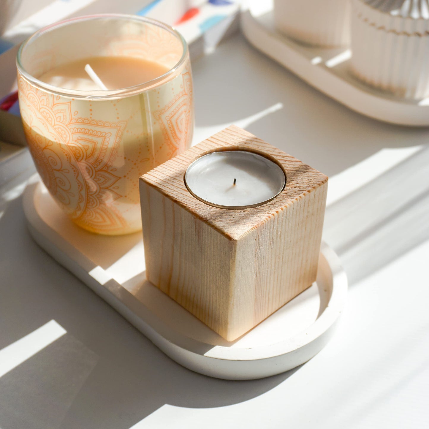 Sarap Wood Tealight Candle Holder - Rustic Wooden Votive Candle Holders - 10pcs Candle Holders Bulk - Wood Candle Holder for Centerpieces for Tables, Wedding Decor, Fireplace Decorations and Party