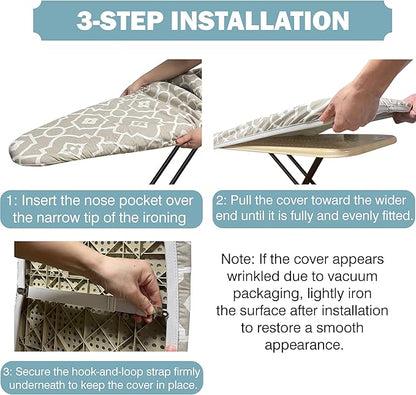 Ironing Board Cover and Pad 15"x54" Extra Thick Natural Cotton, Scorch and