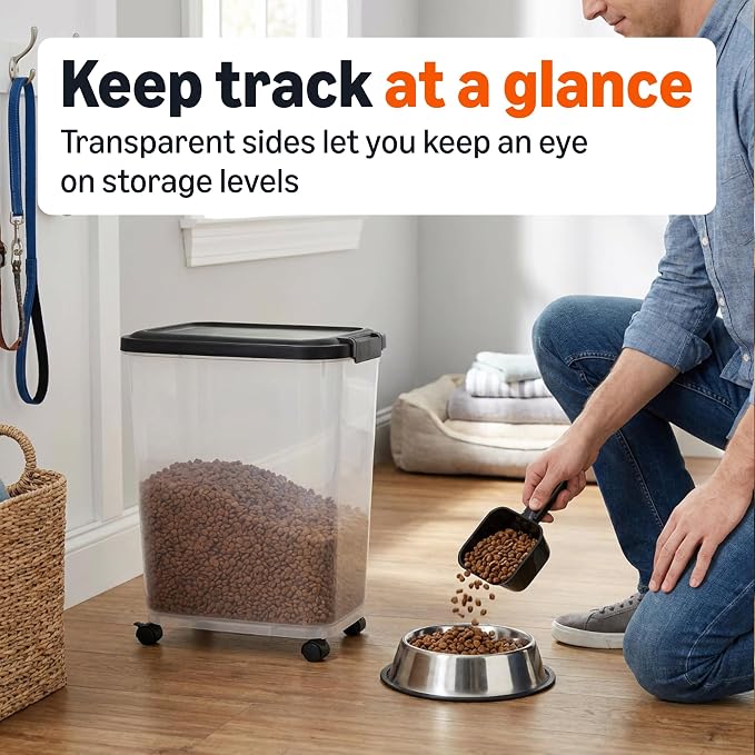 Amazon Basics Pet Food Storage Container, BPA-Free, Detachable Scoop, Secure Seal, 10lbs