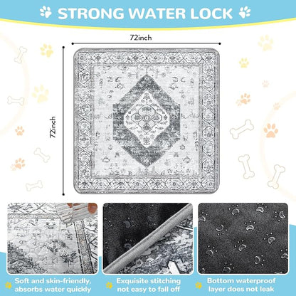 Lahome Extra-Large Washable Dog Pee Pads (72"x72") - Super Absorbent & Waterproof - Leakproof Reusable Mat for Playpens, Beds & Whelping, Convenient Cleanup,Gray