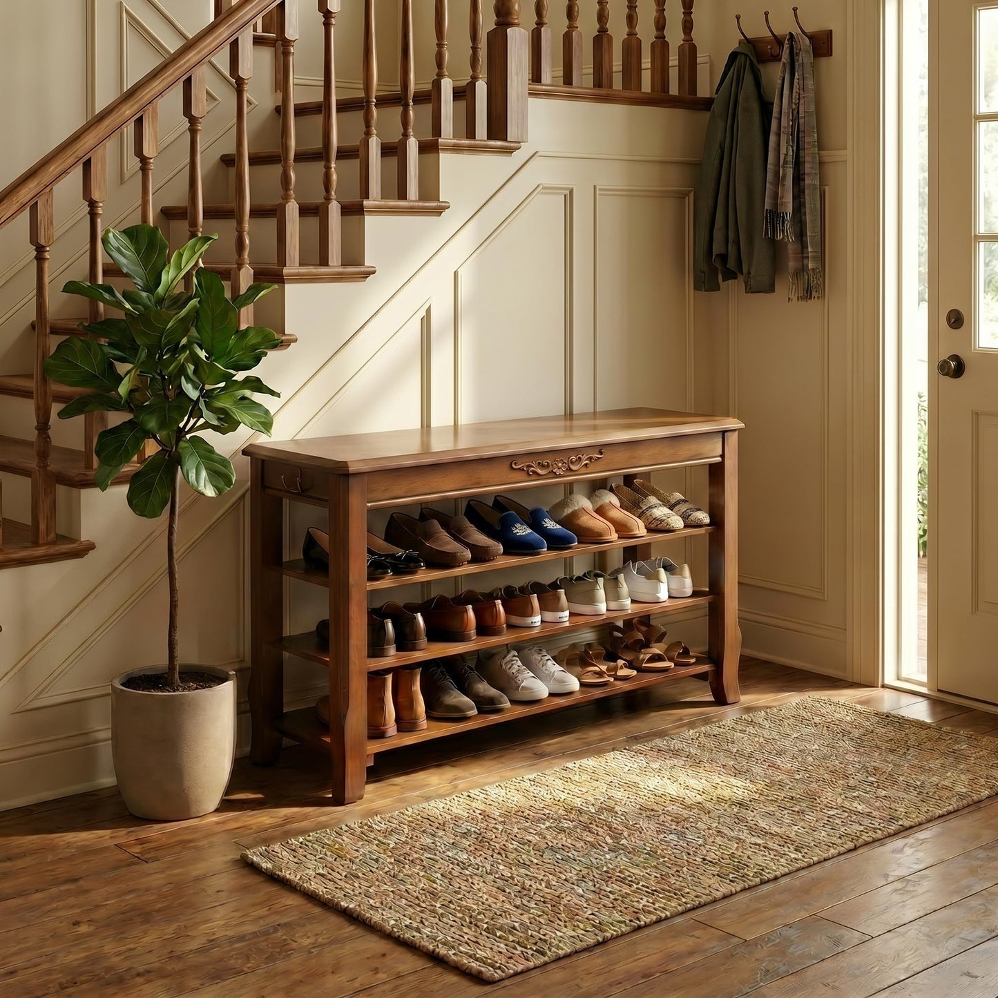 Drogenble Shoe Rack Bench with Lift-Top Storage,3-Tier Shoe Storage Bench with Wooden Seat,550lbs Heavy Duty Entryway Bench for Hallway,Foyer,Front Door,Closet,Shoe Organizer Bench,39.4"