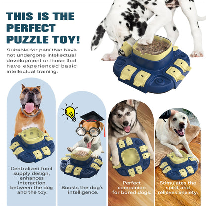 KADTC Dog Puzzle Toys Level 2 in 1 for Small/Medium/Large Dogs Treat Puzzles Slow Feeder with Button Enrichment Cognitive Toy Food Dispensing Puppy Brain Mental Stimulation Mind Interactive Game