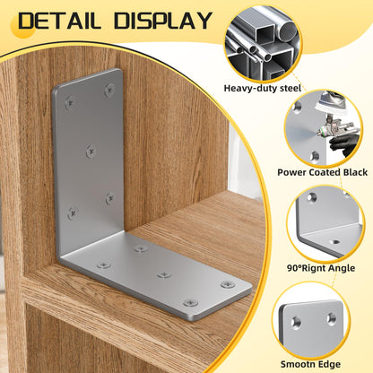 Dabolang 5" X 5"Heavy Duty Shelf Brackets,6PCS L Brackets for Wood,L-Shape Corner Bracket,90 Degree Angle Bracket,Galvanized Corner Brace for Wood Furniture, Bed Frames, Shelving & Timber Projects