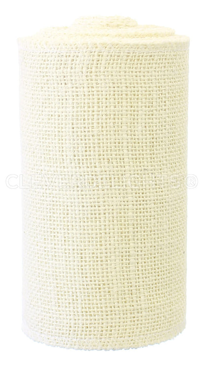 CleverDelights 6" Ivory Burlap Roll - Finished Edges - 10 Yards - Jute Burlap Fabric