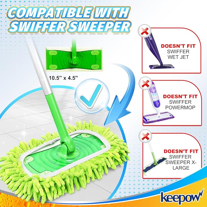 KEEPOW Reusable Microfiber Mop Pads Compatible