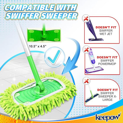 KEEPOW Reusable Microfiber Mop Pads Compatible