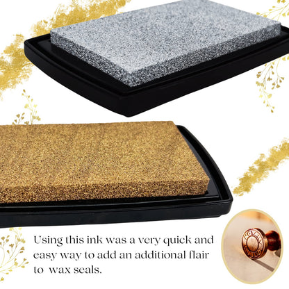 Stamp Pad, Ink Pads for Rubber Stamps, Wedding Card, Wedding Invitation, Stamps for Crafts, Scrapbooking Supplies, Card Making, Embossing Ink, Permanent Ink Pads, Non Toxic, Safe (Gold Ink Pad)
