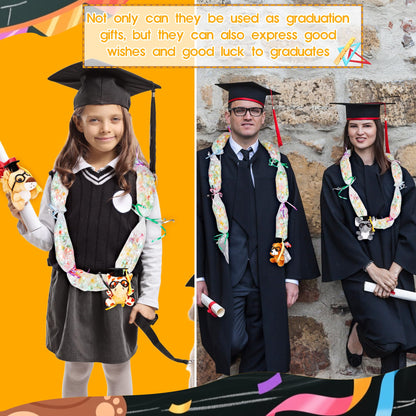 Mikasee 42 Pcs Graduation Stuffed Animal Candy Lei Making Kit 16 Graduation Stuffed Animal 16 Pcs Graduation Tube Bag with 10 Rolls Gift Ribbon for School Graduation Wreaths