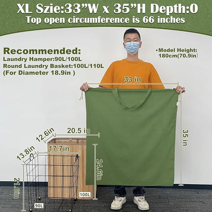 Canvas Laundry Bag 33"Wx 35"H, Thick Cotton Laundry Bag