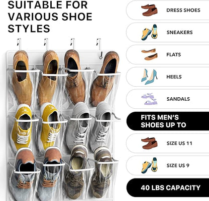 Simple Houseware 24 Pockets Large Clear Pockets Over The Door Hanging Shoe