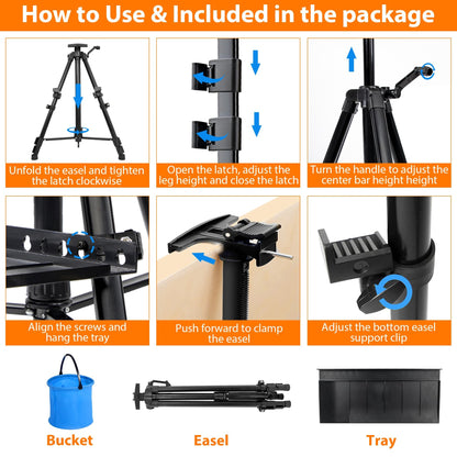 VAIIGO Easel Stand for Painting Artist Easel Stand Adjustable Height 20" to 61" Metal Tripod Art Easels Stand for Painting Canvases Tabletop Floor Art Easel Stand with Tray, Bag, Folding Keg, Black