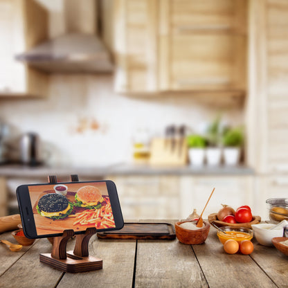 Rostmary Wooden Cell Phone Holder Tablet Stand for Desktop – Ideal for iPhone, iPad, Samsung, Tablet PCs, eReaders, Artwork, Make-up Mirror, Photo Frame Stand – Lightweight Docking Station