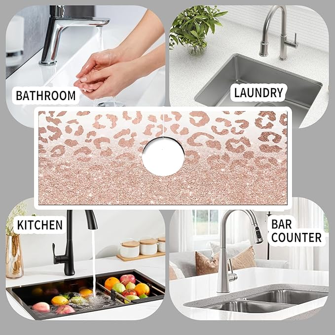 Absorbent Splash Guard Mat for Kitchen Sink, 15×5.5 Inch Cute Fast Drying Drip