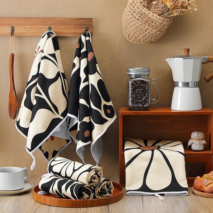 Breling Boho Kitchen Towels Set of 6 Boho Floral Dish Towels Cute Tea Towel