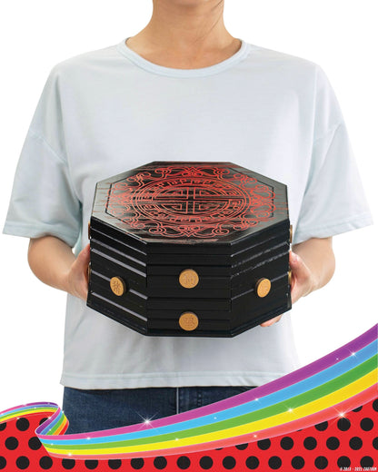corimori Miraculous Ladybug Officially Licensed Wooden Chest, Master Fu Miracle Box, 26 cm