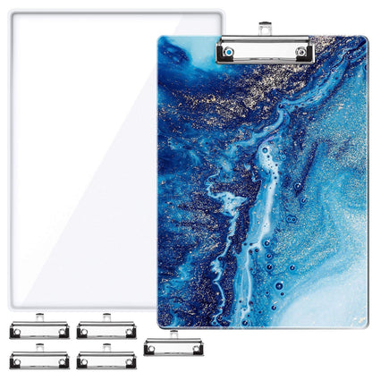 A4 Letter Size Clipboard Epoxy Resin DIY Casting Soft Silicone Molds + 5 Stainless Steel Low-Profile Clips, Retractable Hanging Hole Write Pad Draw Board Document Holder School Office Business