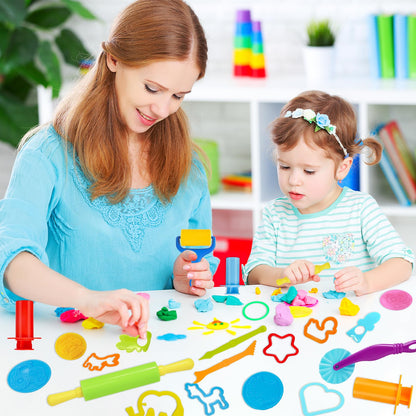 LCY WEDSHI Dough Tool Set, 49 Pcs Dough Tools Sets for Kids Ages 4-8, Dough Accessories Includes Animal Molds, Cutters Roller, Rolling Pins, Safety Scissors, Plastic Knife