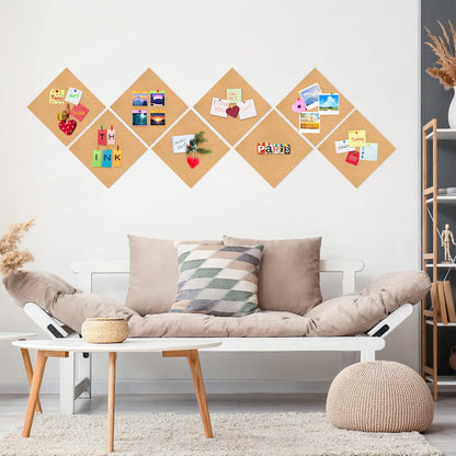 Cork Board Tiles - 4 Packs Adhesive Corkboards for Wall, Small Cork Board Squares Decorative for Office, School & Home