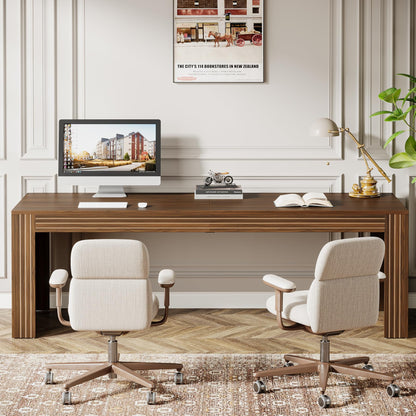 Tribesigns 79-Inch Extra Long Desk, Two Person Double Desk for Home Office, Wooden Long Computer Desk Writing Table for Office, Dark Brown