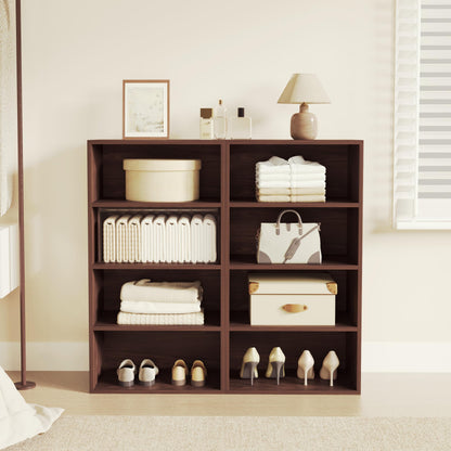 ELYUP Basic Open Shelf Bookcase – 4-Tier Extra Deep Wooden Bookshelf, Storage Shelves with 11-Inch Depth, Black Walnut