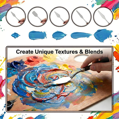 HANLANXUE 29 Piece Palette Knife Set, Numbered Paint Spatula Stainless Steel with Wooden Handle for Acrylic and Oil Painting Textured Art Supplies Canvas